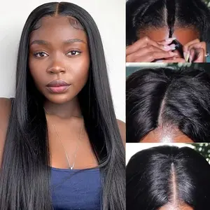 V Part Wigs Straight Human Hair Wig 180% Density Upgrade U Part Human Hair Wigs with Drawstring No Leave Out No Sew Glueless Clip In Half Wig for Women