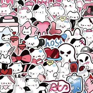 Cartoon Cat Pattern Sticker (50pcs), Cute Cartoon Sticker, Decorative Sticker for Phone Case, Computer, Guitar, Bag, Water Cup, Scrapbook, Ornaments