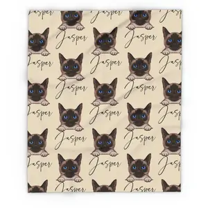 Personalized Siamese Cat Blanket,Custom Cat Plush,Cat Name Blanket, Mother's Day Gift For Cat Lover,Cat Bed Decor,Cat Owner Birthday