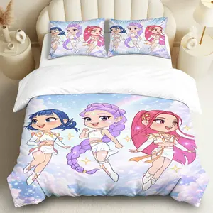 3PCS Duvet Cover Set, 1 Duvet+2 Pillowcases(Without filler), Cute Anime Fairy Fantasy Magic theme, Birthday bedding set,  Characters Suitable for decoration Bedroom Dorm Gift Room Housewarming.