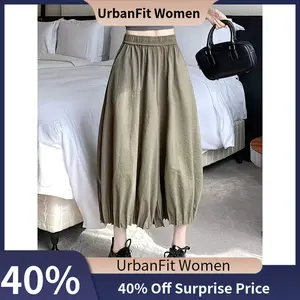 【UrbanFit Women】Women's Flared Bloom Bloomers, Loose-Fit High-End Three-Quarter Wide-Leg Pants, Designer Style for Spring, Summer, and Autumn