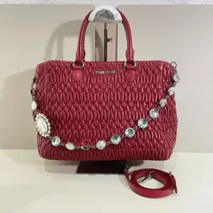Pre-owned miu miu leather Tote Bags Nappa Matelasse Swarovski Crystal Tote Bag qiqia8420