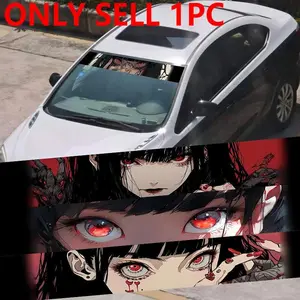 1PC Fashionable Girl Stare-Kill JDM Car Sticker Waterproof, Durable, High Quality Suitable for Cars, Trucks, SUVs Creative Decoration for Front Windshields and Rear Bumpers Compatible with Smooth Metallic Surfaces Anime Sticker