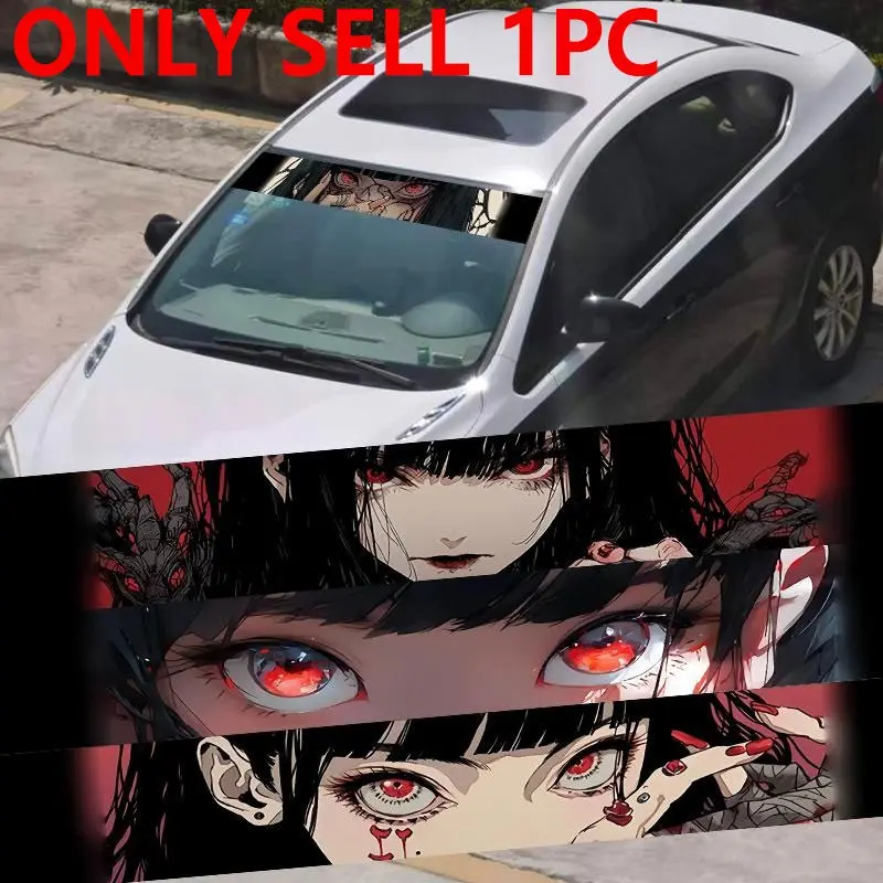 1PC Girl Stare-Kill JDM Car Sticker, Car Decals, Car Decorative Sticker, Waterproof, Durable, Suitable for Cars, Trucks, SUVs, Creative Decoration for Front Windshields and Rear Bumpers, Compatible with Smooth Metallic Surfaces, Anime Sticker
