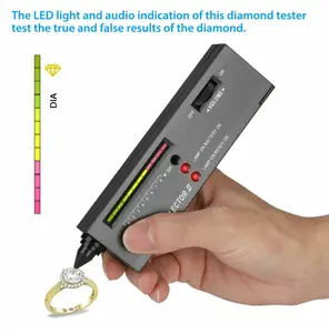 Portable Diamond Tester Selector Illuminated Jewelry Gemstone Testing Tool Kit with LED Light Audio Indication for True False Results - Engagement Ring