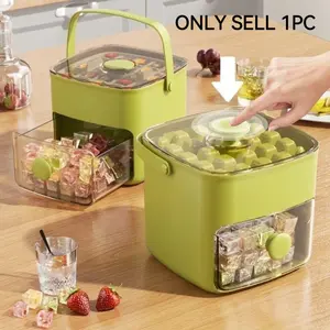 Press-Down Ice Bucket Set, 48-Cube Tray with Lid and Storage Box, Ice Mold, Ice Tongs, Bar Tools for Whiskey, Cocktails, Coffee, DIY, Food Grade