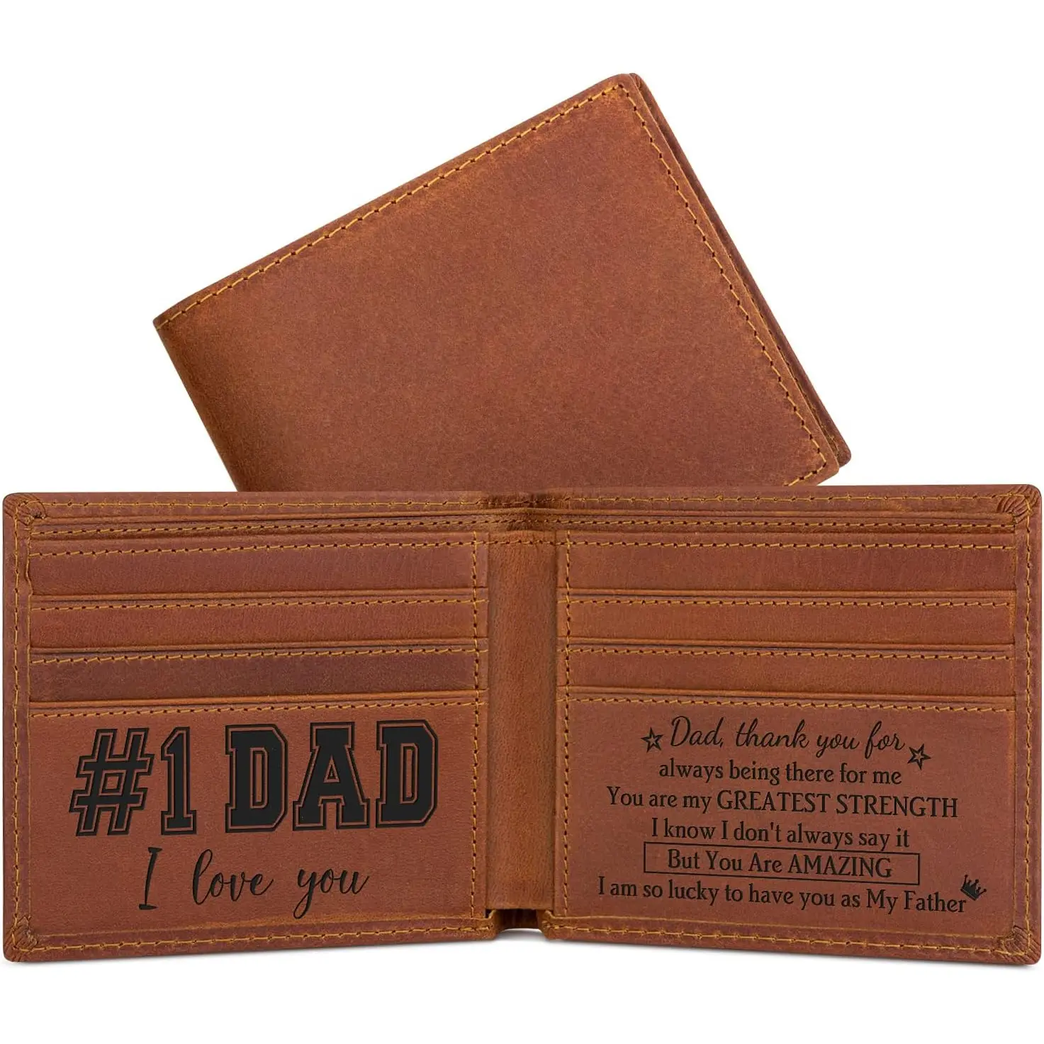 Mens Engraved Wallet for Dad Leather Wallet Personalized Mens Gift Father's Day Gift, Gifts for Dad, Father Gifts on Birthday, Christmas