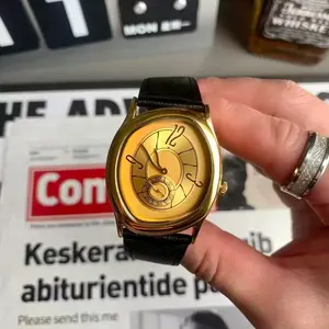 Men's Watch, Casual Analog Watch, Twisted Irregular Neutral Design, Irregular Shaped Watch, Vintage Creative Genuine Leather Wristwatch, Durable Design Suitable for All Weather Conditions