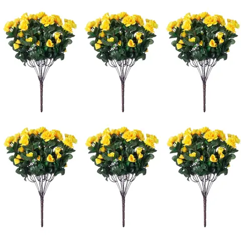 6-Bundle Artificial Camellia Flowers, UV-Resistant Fake Silk Bloom Bouquet, Floral Arrangements for Outdoor Planters & Front Porch Decor, Camilla Tree Artificial Flowers for Daily Elegance Home Supplies