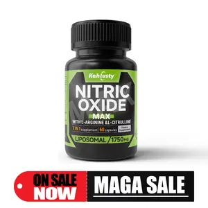 Nitric Oxide Supplement with L-Citrulline & L-Arginine | 7-in-1 Pre-Workout Formula for Blood Flow, Energy & Pump | Beetroot & Ginseng Extract ， 60 Capsules