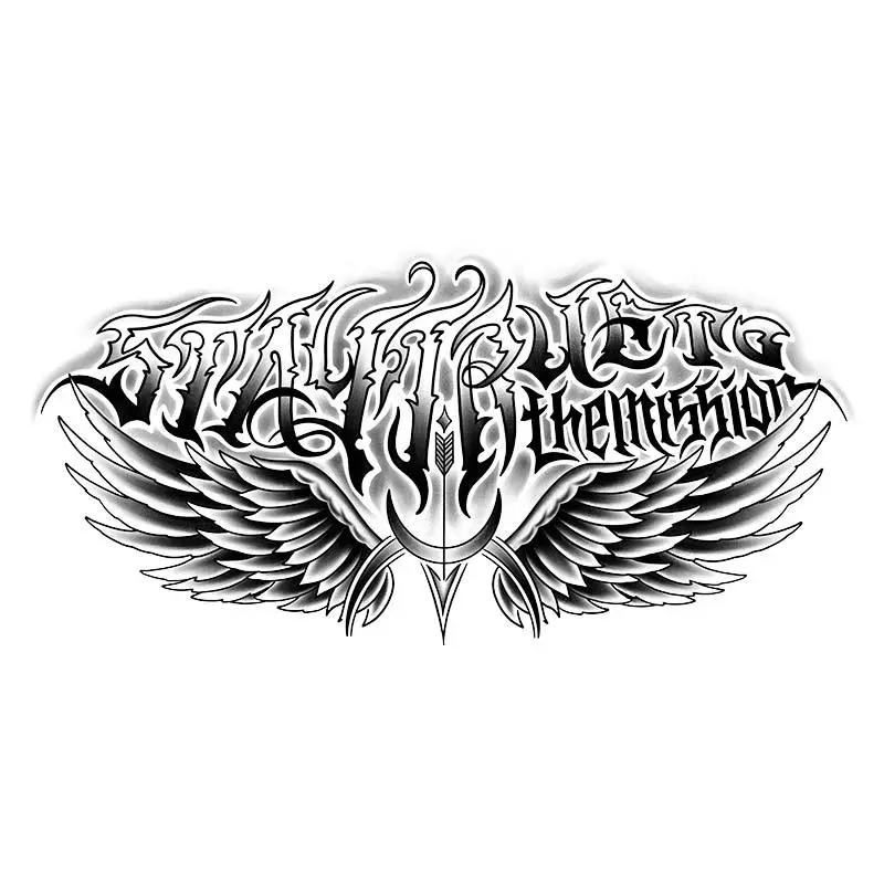 Wing & Letter Pattern Temporary Tattoo Sticker, Waterproof Temporary Fake Tattoos, Body Art Decals for Men & Women, Bold Aesthetic, Temporary Tattoos Stickers