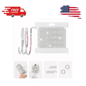 10-Yard Rhinestone Ribbon Self Adhesive Crystal, 2-Rows/0.2in Width Bedazzling Strips