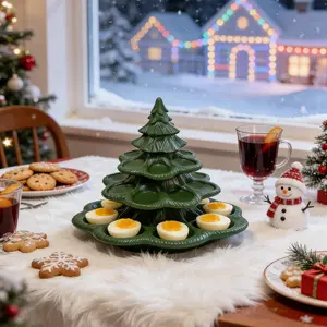 Christmas Devil Egg Tray Ornament, Resin Christmas Tree Party Plate, Creative Holiday Decoration, Traditional Devil Egg Tray Blend