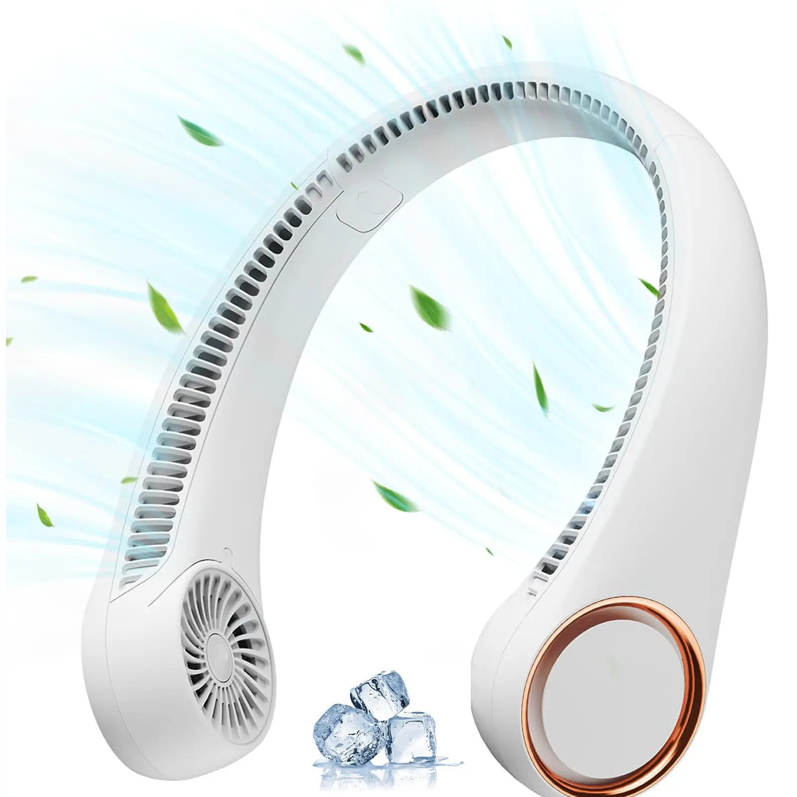 Portable Neck Fan, 4000mAh Rechargeable, 4H Use, Hands-Free Bladeless, 3 Speeds, for Travel, Sports, Office, Gift for Women Men,