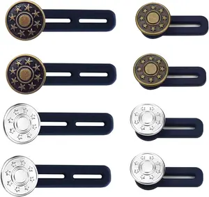 8 count  Button Extenders for Jeans 2 Colors Pants Button Extender No Sewing Pants Extender Metal Buttons 17mm Adjustable  Extenders for Men and Women (4 Pcs Bronze, 4 count )