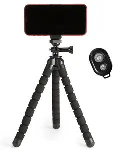 Amazon Basics Portable and Flexible Tripod with Wireless Remote and Smartphone Clamp, 10-inch long, Black vlog gear