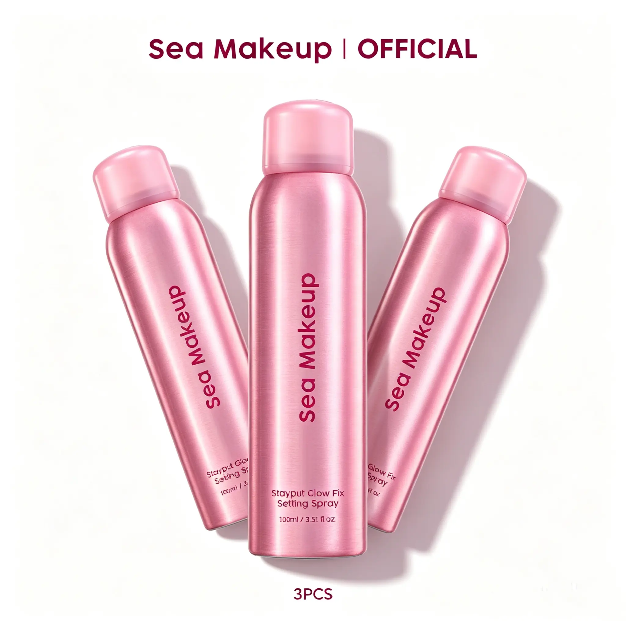 【Hot Triple Combo】Sea Makeup Stayput Glow Fix Setting Spray Ultra Fine Mist Longwear Makeup Spray for Radiant Dewy Glass Skin Look 100ml*3