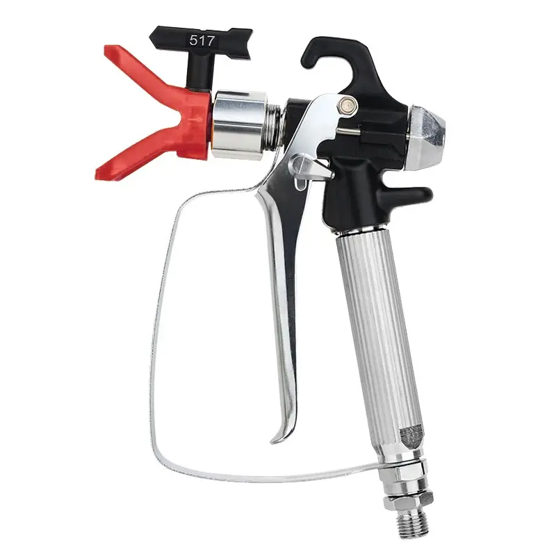 3-Piece Airless Paint Spray Gun Set Heavy Duty, 1 Black Spray Gun + 1 Red Housing + 1 Black 517 Tip with Seat, Home Improvement Airless Paint Sprayer Tool Accessories, Suitable for Spraying Paint, Latex, Coatings, etc., Spray Painting Tool