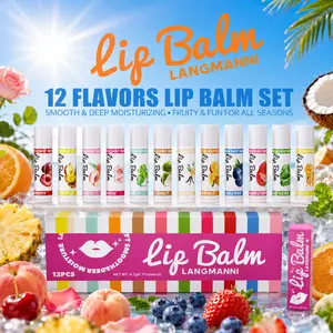 Assorted Fruity Flavors Lip Balm Pack, Deep Moisturizing Smooth Lip Care Set for Sensitive Lips, Gentle Formula for All Ages