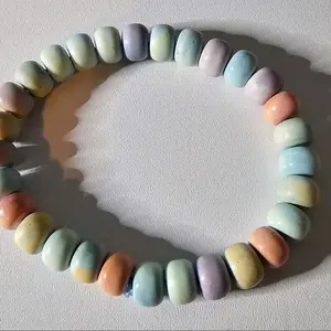 Natural Rainbow Stone Crystal Bead Bracelet Rondelle Birthday