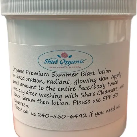 Sha's Organic Skincare Organic Summer Blast Mix Cream - 16oz Vitamin E Anti-Aging Moisturizer with Maximum Effect, Moisture, All Skin Types Support for Skin Health & Fine Line Reduction