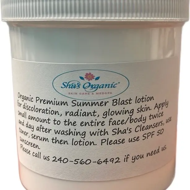 Sha's Organic Skincare Organic Summer Blast Mix Cream - 16oz Vitamin E Anti-Aging Moisturizer with Maximum Effect, Moisture, All Skin Types Support for Skin Health & Fine Line Reduction