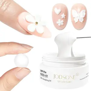JODSONE White 3D Gel Nail Art Sculpting Gel Non-Sticky Molding Gels for Nails Solid U V LED Soak Off Gels Polish for Carving Molding and Building