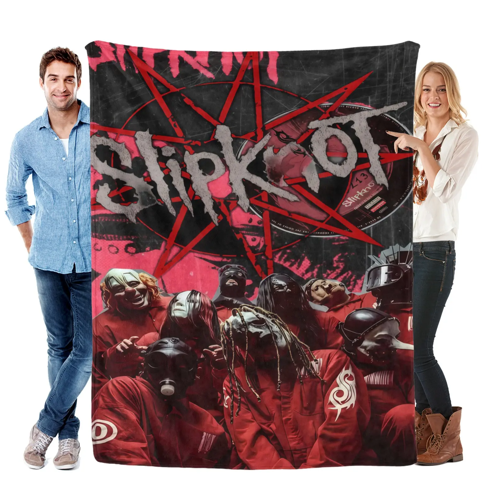 Slipknot Single-Sided PU Blanket, 260gsm Flannel Fleece Music Glam Throws for Heavy Metal Fans’ Fan Cave, All-Seasons Bedding Decor, Unisex Birthday Gift for Men (Dad, Husband, Boyfriend)