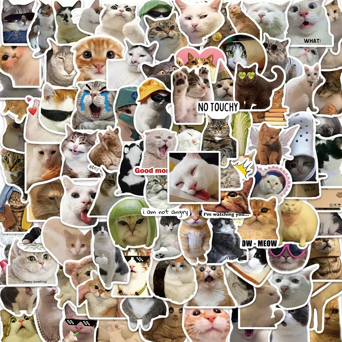 Cat Pattern Sticker, 100pcs/set Waterproof Self Adhesive Decor Paper, Decor Sticker for Gift Greeting Card Water Bottle Laptop Phone, Ornaments, Funny Stickers