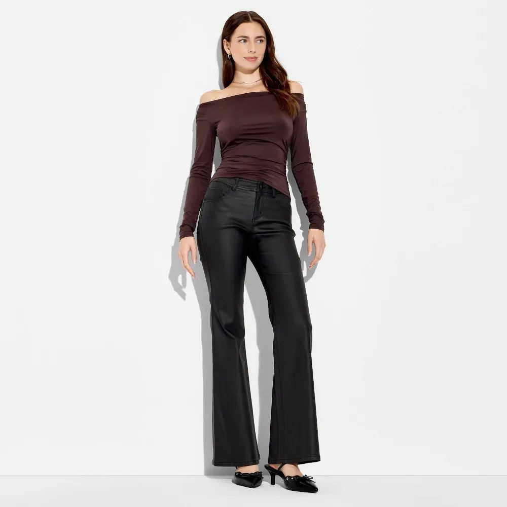 Women's Solid Fit Spandex Garment Bottom Flare Pants - Wild Fable Women's Solid Fit Spandex Garment Bottom Flare Pants - Wild Fable