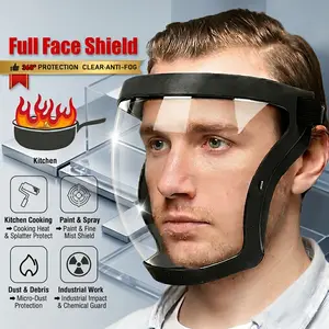 Transparent Visor - Adjustable Full-Face Protective Shield - Durable Plastic Safety Mask - Heat & Impact Resistant for Work, Kitchen, and Outdoor Use with Easy Drawstring Closure
