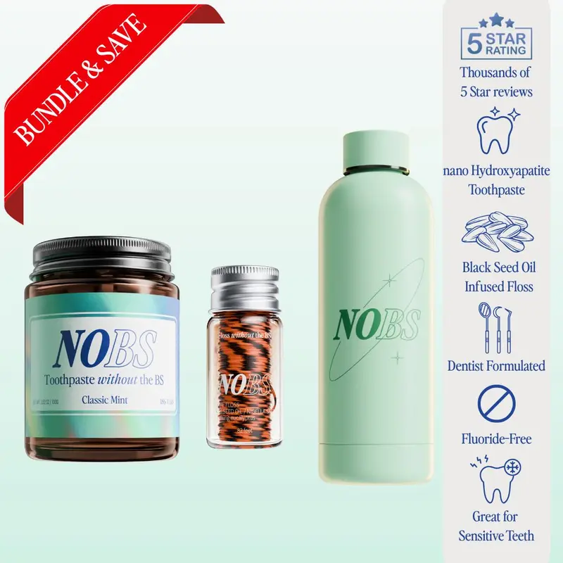 NOBS Toothpaste, Herbal Rinse, & Expanding Floss Bundle
