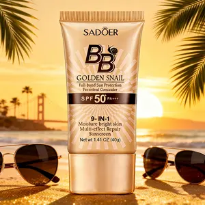BB cream colored moisturizing cream, SPF 50, Moisturizing formula facial sunscreen, suitable for all skin types, oil-free, light colored Makeup Hydrate Moisturizer Moisture Hydrating Cosmetic Hydrating