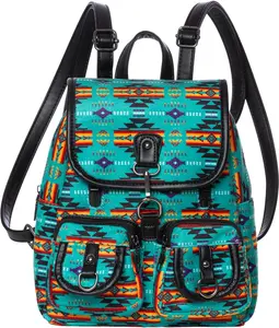Aztec Small Backpack for Women Casual Mini Daypacks Purse with Adjustable PU Leather Straps High-Quality Cotton Material for Daily Use