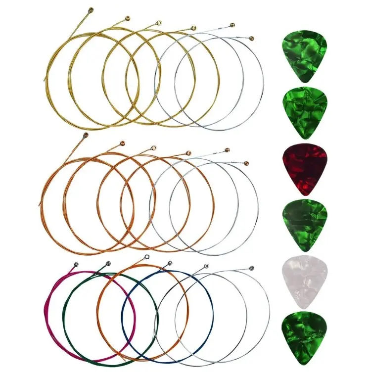 Yookat Acoustic Guitar Strings with 6 Picks, 3 Sets of 6 Acoustic Guitar Kit Guitar Strings Replacement Steel String For Beginners Performers