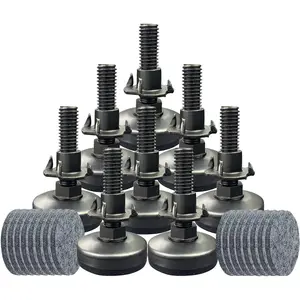 8 Pack Adjustable Heavy Duty Furniture Leveling Feet, Table Leg Levelers with T-Nut Kit for Cabinets Sofa Tables Chairs, 3/8-16 Thread Large Base, Supports 1320LBs, Black