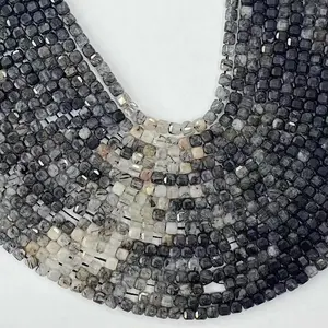 Natural Black Quartz Rutilated Gemstone Cube Faceted Beads Tiny Loose Beads Square Faceted Beads For DIY Jewelry Making Desig Handmade Crafts Bracelet, Necklace, Earrings AAAA Quality 15.5 Inches Long, Semi Precious Stone, Spacer beads