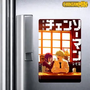 Chainsaw Man Reze Cafe Scene Fridge Magnet, Anime Movie Aesthetic Locker Magnet, Warm Tone Manga Art, Cruise Cabin Decor, Fan Gift