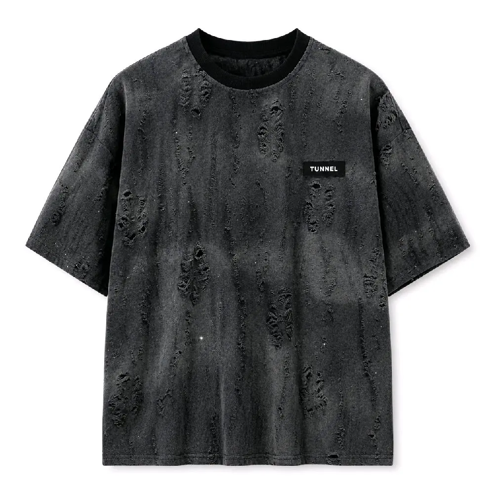 Oversized Distressed Acid Wash T-Shirt | Vintage Streetwear Heavyweight Tee