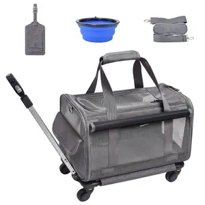 Cat Wheel Transport Box with Wheels, Super Ventilated Pet Roller Carrier, Ideal for Travel and Hiking, Dogs & Cats