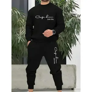 Men's Two-piece Set of Trendy Clothing with Printed Hoodie and Sweatpants and Jogging Pants Set