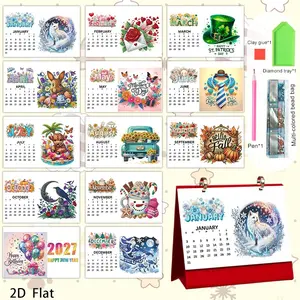 2027 Cute Holiday Diamond Painting DIY Calendar Set, New Year Desk Calendar, Creative Handmade Decor, Perfect Gift for Christmas