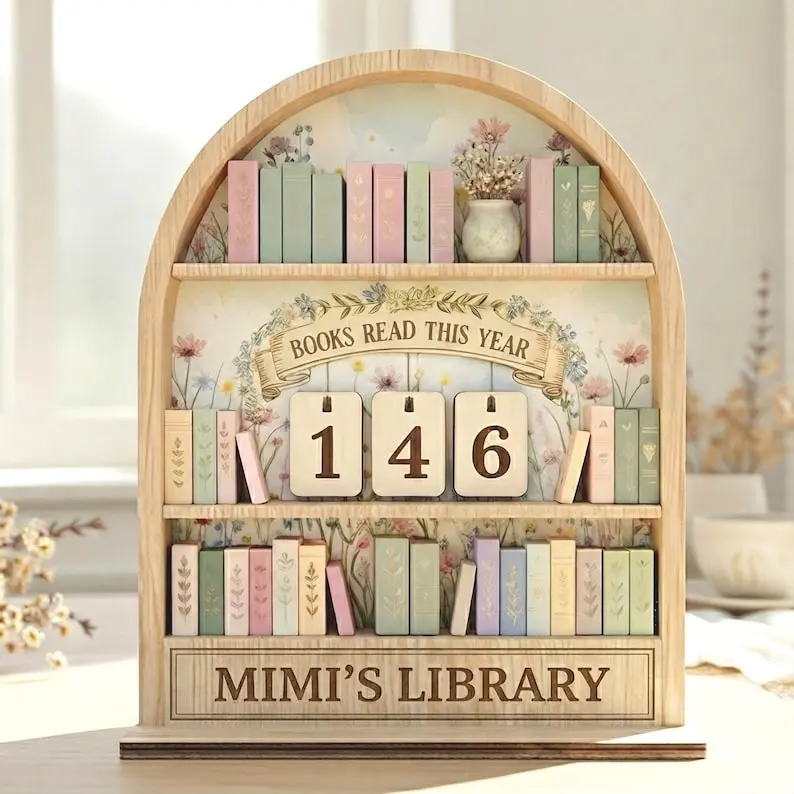 Vintage Book Read Tracker,Books Read Tracker, Books Read This Year, Bookish Decor, Bookshelf Counter with Name, Custom Reader Gift, Birthday Gift for Book Lover