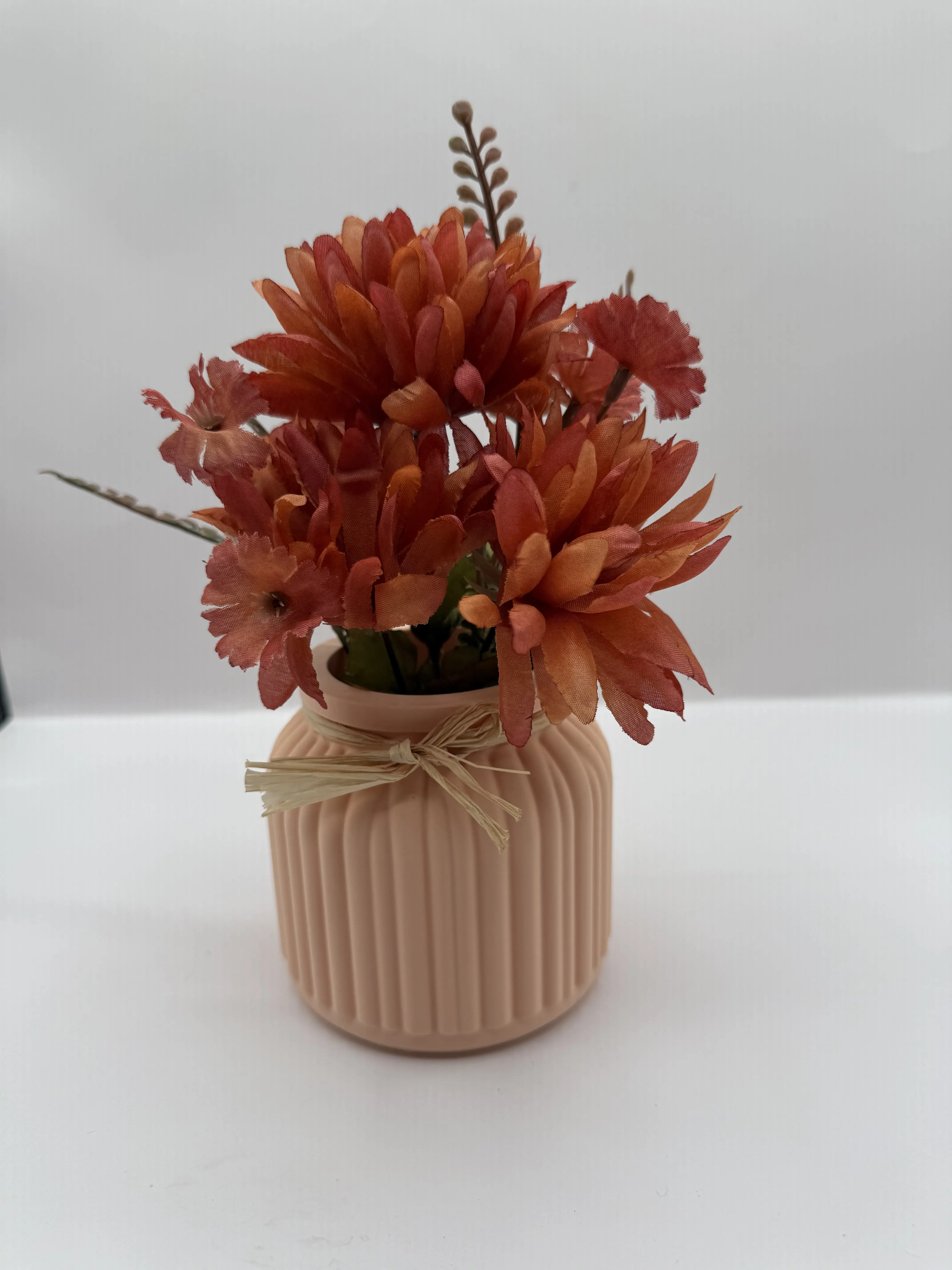 3D Printed Ribbed Boho Vase - Pastel Fluted Planter, Aesthetic Home Desk Decor for Faux Florals