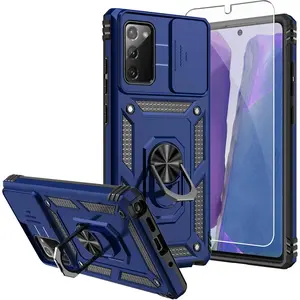for Galaxy Note 20 Case, with Screen Protectors and Camera Cover,[Military Grade] 16ft.Drop Tested Cover with Magnetic Kickstand Protective Case for Samsung Note 20, Blue