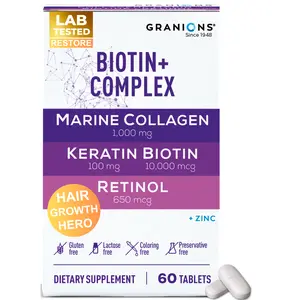 Biotin Hair Growth Complex – 10,000mcg Biotin, Marine Collagen, Keratin, Retinol, Zinc & B6 – 60 Tablets