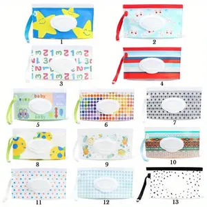 EVA  Wet Wipe Pouch Cute Snap-Strap Refillable Wet Wipes Bag Flip Cover Tissue Box Outdoor Useful Newborn Stroller Accessory