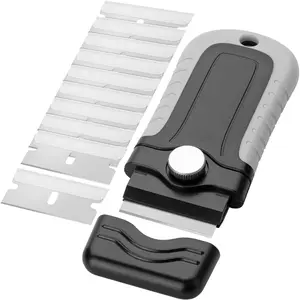 - Razor  Scraper, Grey, Locking Razor Scraper Set with 10 Extra Stainless Steel , Window Scraper, Scraper Tool, Glass Scraper, Scraper ,  Scraper  Scraper for Cleaning