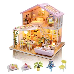 DIY Miniature Dollhouse Kit with Furniture and Music, 1:24 Scale Model House Set, Perfect Handmade Gift for Birthdays and Christmas