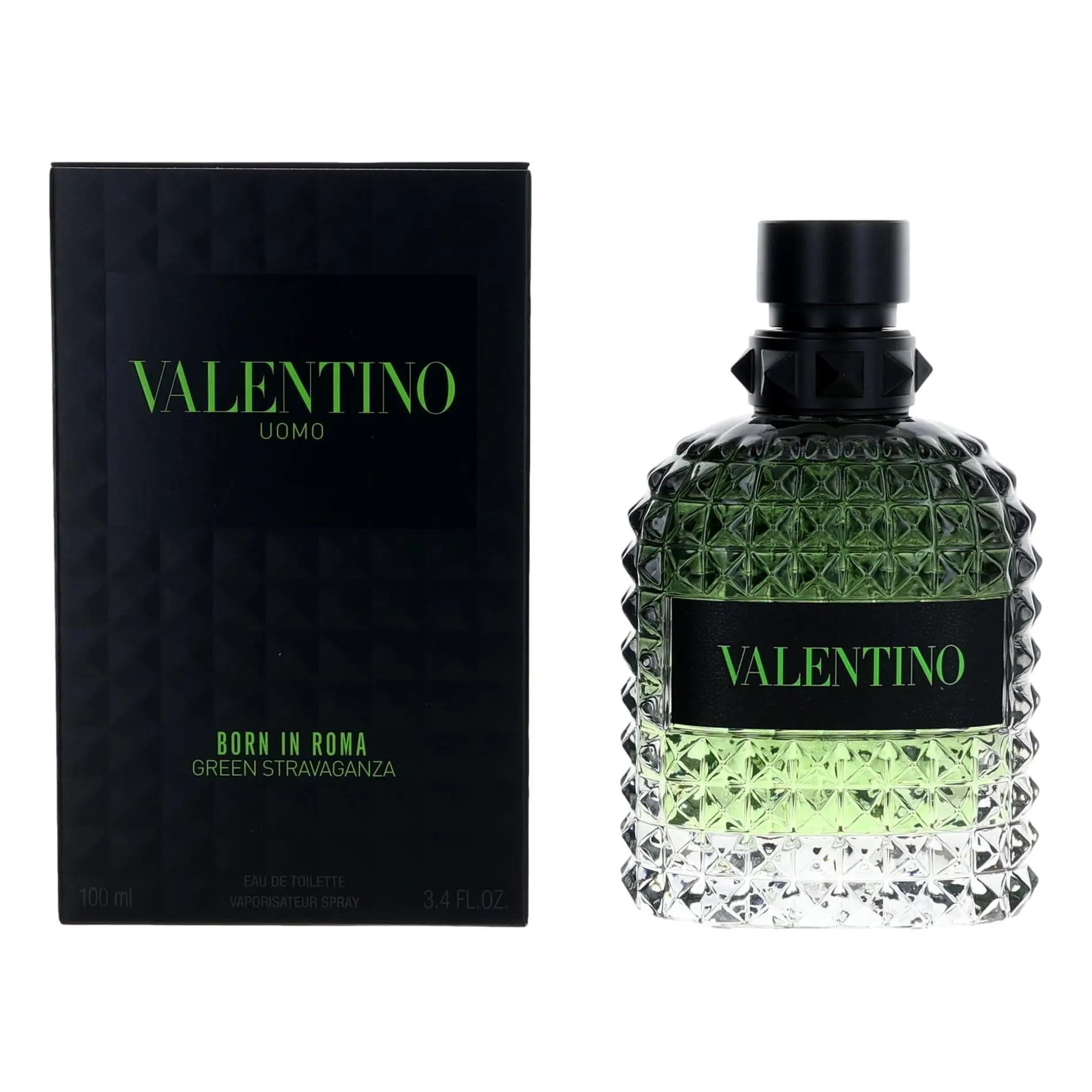 Valentino Born in Roma Green Stravaganza by Valentino, 3.4oz EDT Spray men, 3.4 Fl Oz, Bergamot Vetiver, Middle Note Coffee, Spray Bottle